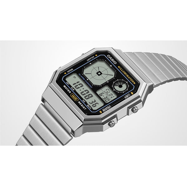 Casio Vintage A130WE-1A Unisex Digital Watch Silver Stainless Steel Strap
