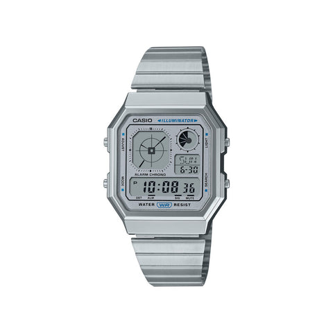 Casio Vintage A130WE-7A Unisex Digital Watch Silver Stainless Steel Strap