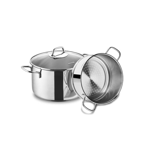 Korkmaz Perla Stainless Steel Steamer / Couscous Cookware Set with Lid - 20x12cm, Induction Compatible, Made In Turkey