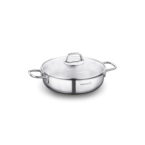 Korkmaz Perla Stainless Steel Cooking Pot with Glass Lid - 22x6cm, Induction Compatible, Made In Turkey