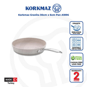 Korkmaz Granita Non Stick Frying Pan - 30x6cm, PFOA Free, Induction Compatible, Made In Turkey