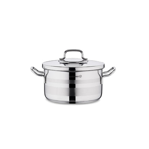 Korkmaz Astra2 Stainless Steel Cooking Pot with Lid - 18x10.5cm, Induction Compatible, Made In Turkey