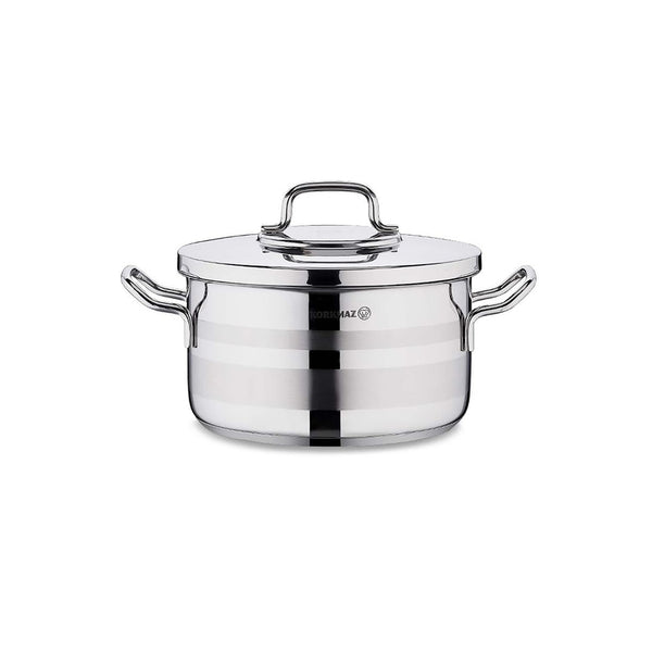 Korkmaz Astra2 Stainless Steel Cooking Pot with Lid - 22x12cm, Induction Compatible, Made In Turkey