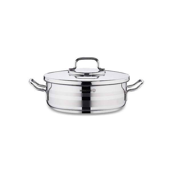 Korkmaz Astra2 Stainless Steel Cooking Pot with Lid - 24x8cm, Induction Compatible, Made In Turkey