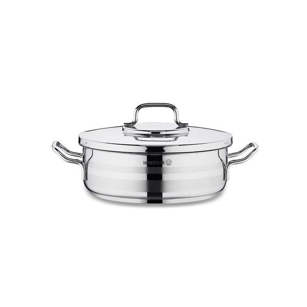 Korkmaz Astra2 Stainless Steel Cooking Pot with Lid - 26x8.5cm, Induction Compatible, Made In Turkey