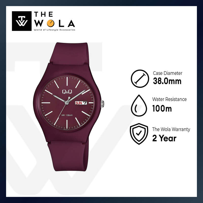 Q&Q Watch by Citizen A212J011Y Men Analog Watch with Red Rubber Strap