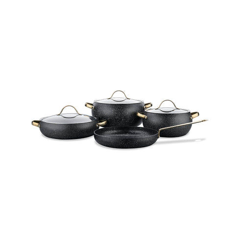 Korkmaz Berilla 7-Piece Non Stick Cookware Set with Glass Lid - Induction Compatible, PFOA Free, Made In Turkey