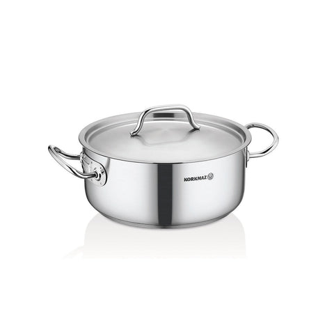 Korkmaz Proline Gastro Stainless Steel Cooking Pot with Lid - 32x15cm, Induction Compatible, Made In Turkey