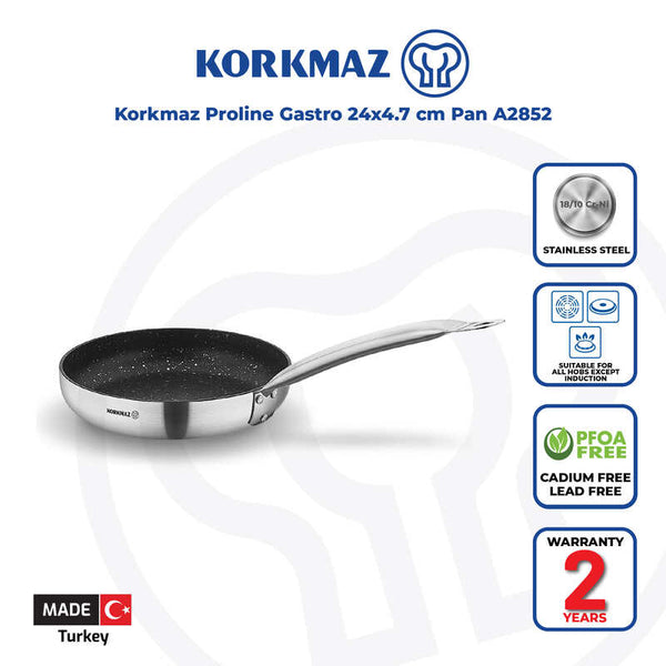 Korkmaz Proline Gastro Non Stick Frying Pan - 24x4.7cm, Induction Compatible, Made In Turkey