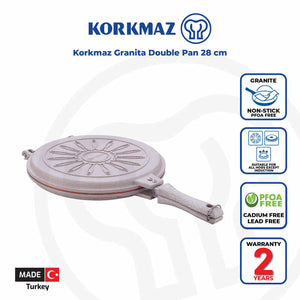 Korkmaz Double Pan, The Perfect Pancake Maker – Nonstick Copper Easy to Flip Pan, Double Sided Frying Pan for Fluffy Pancakes, Omelets, Frittatas