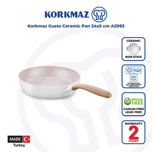 Korkmaz Gusto Non Stick Ceramic Frying Pan - 24x5cm, Gas Stove Compatible, Made In Turkey