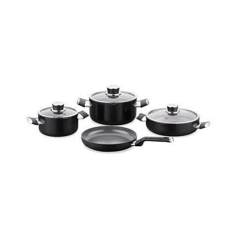 Korkmaz Lena 7-Piece Non Stick Ceramic Cookware Set with Glass Lid - Gas Stove Compatible, PFOA Free, Made In Turkey
