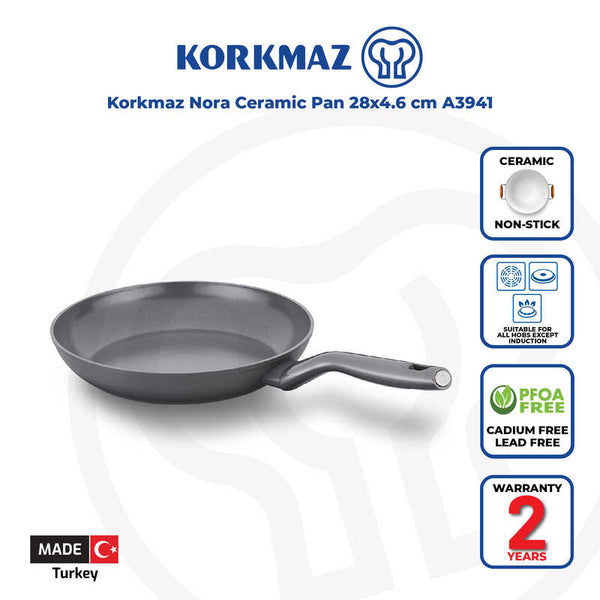 Korkmaz Nora Non Stick Ceramic Frying Pan - 28x4.6cm, PFOA Free, Gas Stove Compatible, Made In Turkey