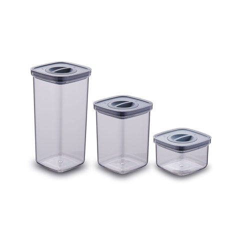 Korkmaz Essentials 3-Piece Gray Food Storage Containers with Lids - Made in Turkey