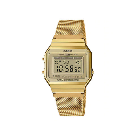 Casio Women's Vintage Series Digital Watch with Gold Stainless Steel Band A700WMG-9A