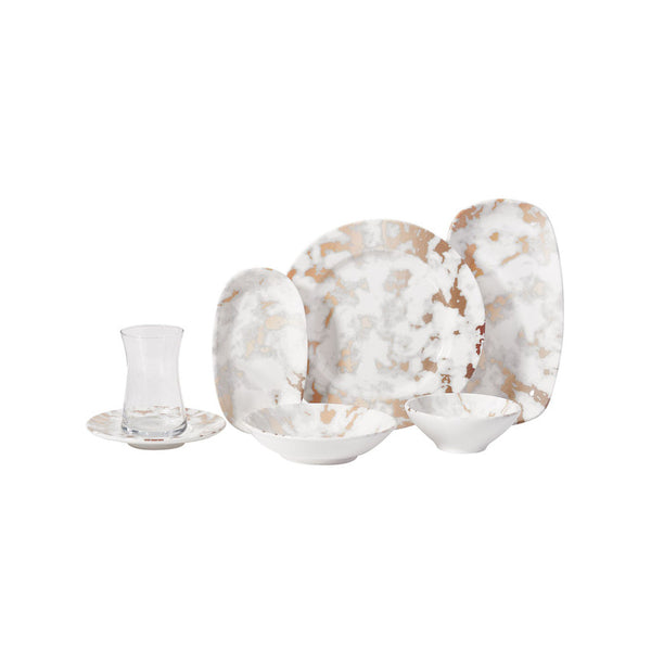 Korkmaz Doga Collection Breakfast Set - 26 Pieces, Cups and Saucers Sets, Breakfast Plates,  Made in Turkey