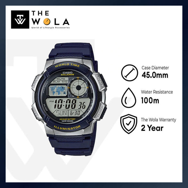 Casio Men's Digital AE-1000W-2AV Blue Resin Band Sport Watch
