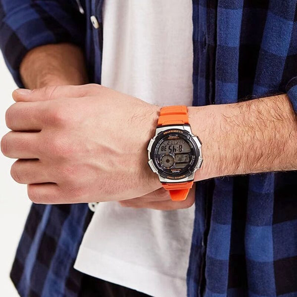 Casio Men's Digital AE-1000W-4BV Orange Resin Band Sport Watch