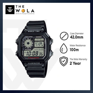 Casio Men's Digital AE-1200WH-1AV Balck Resin Band Sport Watch
