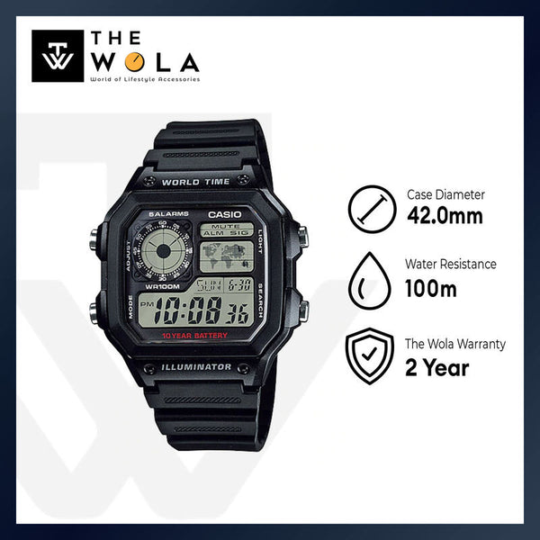 Casio Men's Digital AE-1200WH-1AV Balck Resin Band Sport Watch