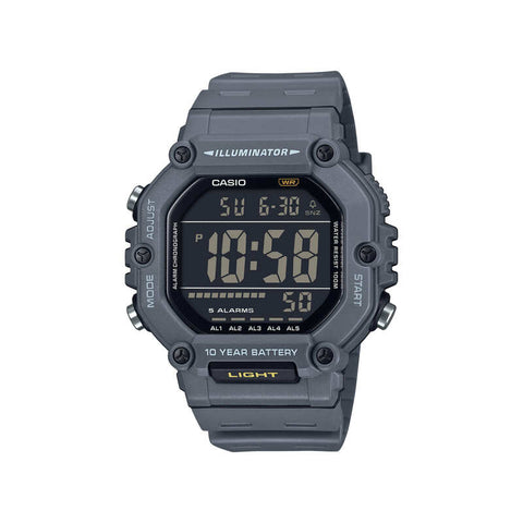 Casio AE-1600H-8BV Men Digital Watch Grey Resin Strap