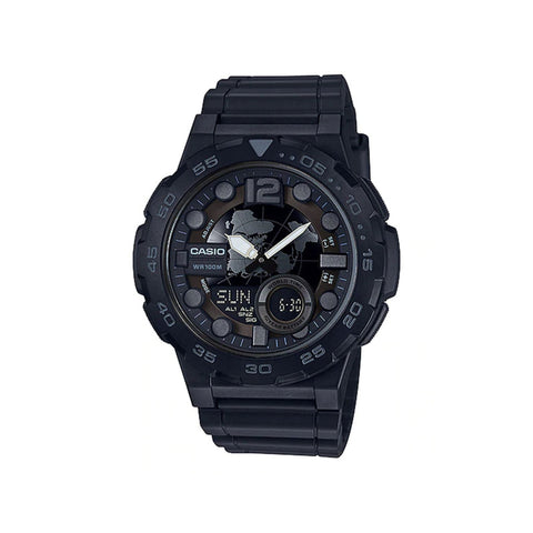 Casio AEQ-100W-1BV Men’s Analog-Digital Watch with Black Resin Band