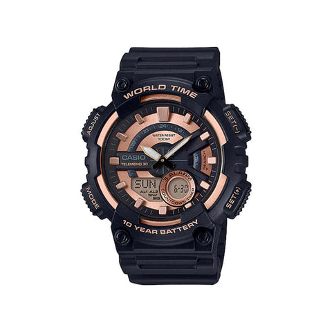 Casio AEQ-110W-1A3V Men’s Analog-Digital Watch with Black Resin Band