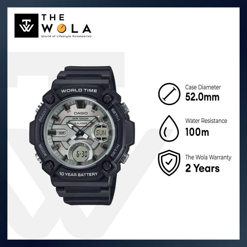 Casio AEQ-120W-7AV Men Analog-Digital Watch Black Resin Strap
