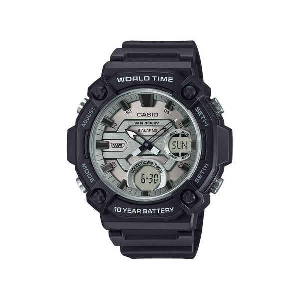 Casio AEQ-120W-7AV Men Analog-Digital Watch Black Resin Strap