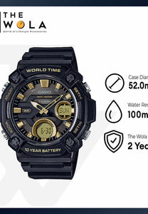 Casio Men Analog-Digital Watch AEQ-120W-9AV Black Resin Strap