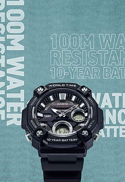 Casio Men Analog-Digital Watch AEQ-120W-9AV Black Resin Strap