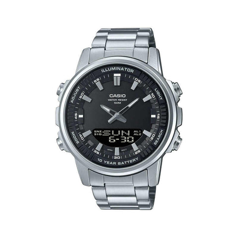 Casio Men Analog-Digital Watch AMW-880D-1AV Silver Stainless Steel Strap