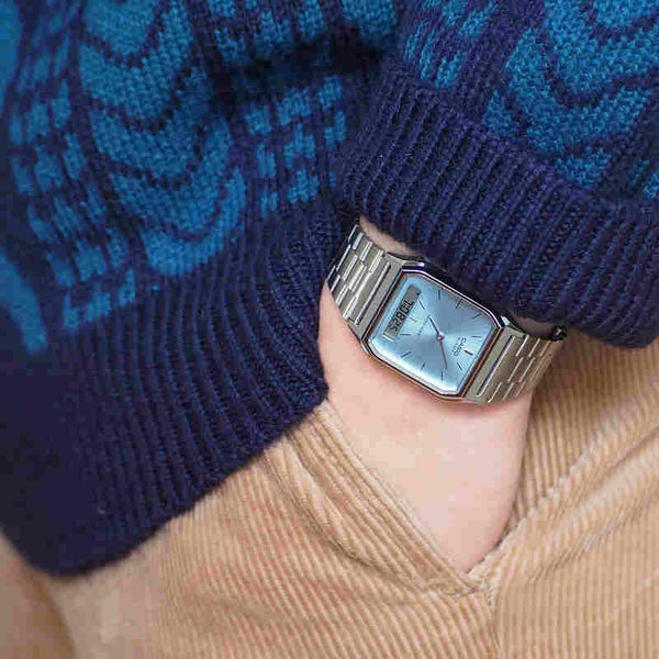 Casio Vintage Women's Analog-Digital Watch AQ-230A-2A1MQYDF Silver Stainless Steel Strap