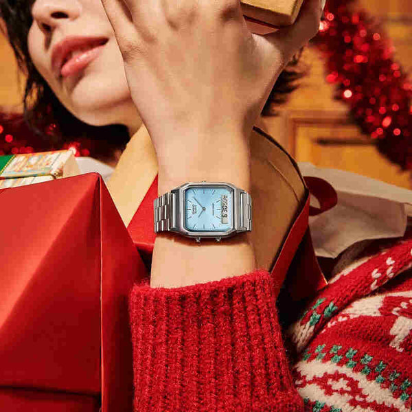 Casio Vintage Women's Analog-Digital Watch AQ-230A-2A1MQYDF Silver Stainless Steel Strap