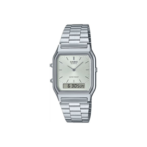 Casio Vintage Women's Analog-Digital Watch AQ-230A-7AMQYDF Silver Stainless Steel Strap