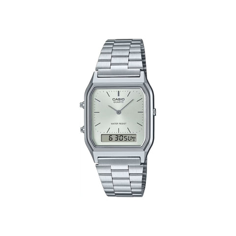 Casio Vintage Women's Analog-Digital Watch AQ-230A-7AMQYDF Silver Stainless Steel Strap