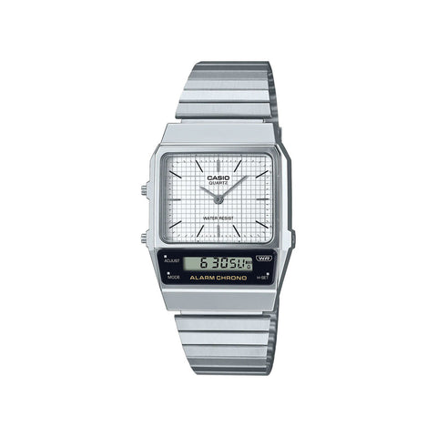 Casio Vintage Analog-Digital Watch AQ-800E-7A Silver Stainless Steel Band Unisex Watch