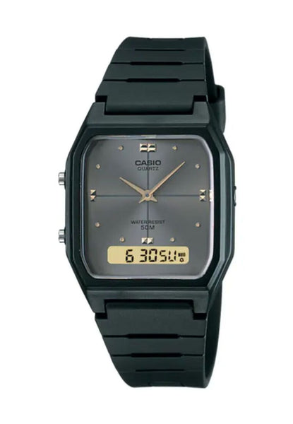 Casio Unisex Analog-Digital Watch AW-48HE-8A Black Resin Strap