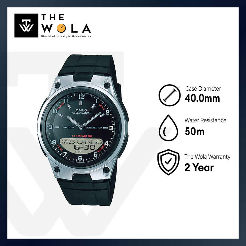 Casio Men Analog-Digital Watch AW-80-1A Silver Resin Strap