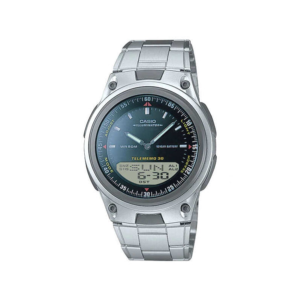 Casio Men Analog-Digital Watch AW-80D-1AV Silver Stainless Steel Strap