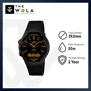 Casio AW-90H-9EV Men Analog-Digital Watch with Black Resin Band