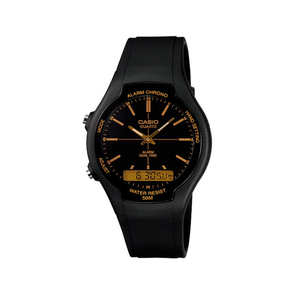 Casio AW-90H-9EV Men Analog-Digital Watch with Black Resin Band