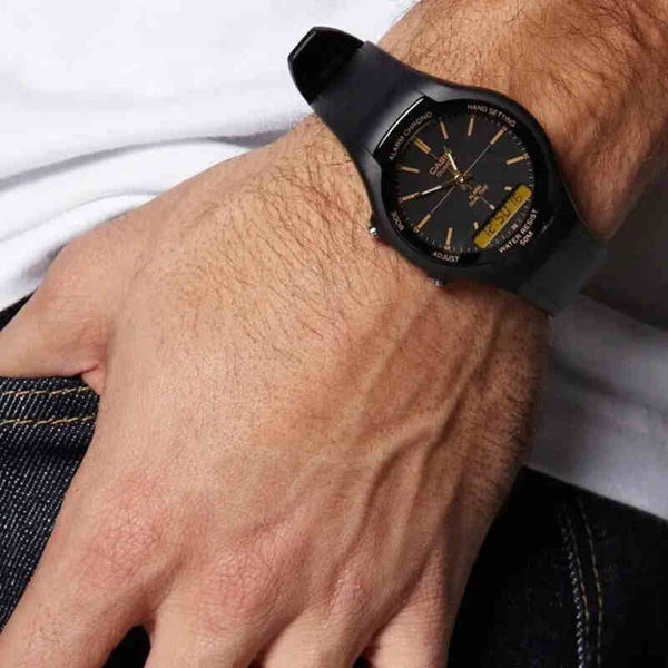 Casio AW-90H-9EV Men Analog-Digital Watch with Black Resin Band