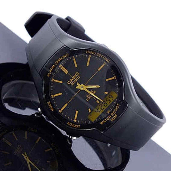 Casio AW-90H-9EV Men Analog-Digital Watch with Black Resin Band