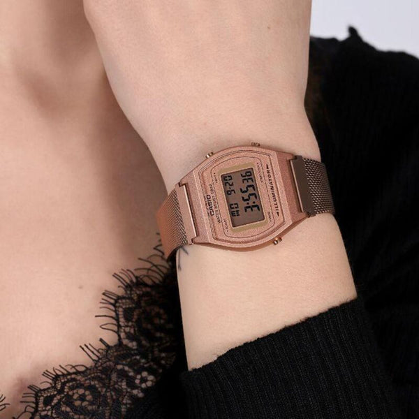 Casio Vintage Digital Women's Watch B640WMR-5A Rose Gold Stainless Steel Band Watch for women