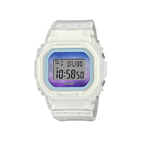 Casio Baby-G Women's Digital Watch BGD-560WL-7 Winter Sky Series Translucent White Resin Band Sport Watch