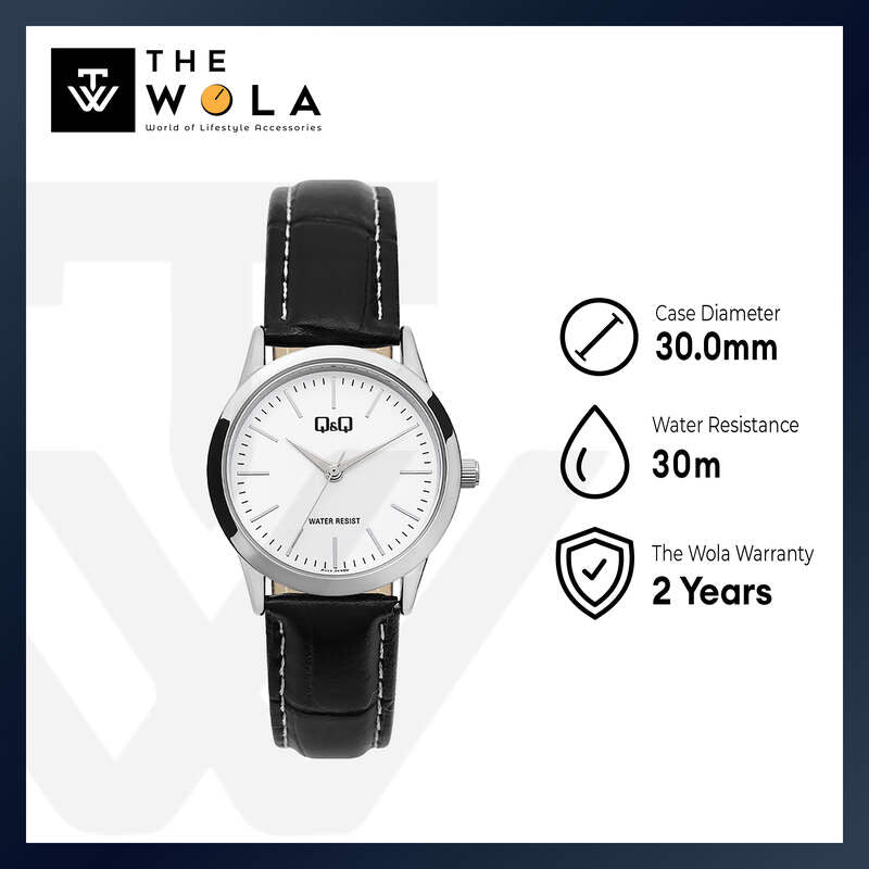 Q&Q Watch by Citizen C11A-013PY Women Analog Watch with Black Leather Strap