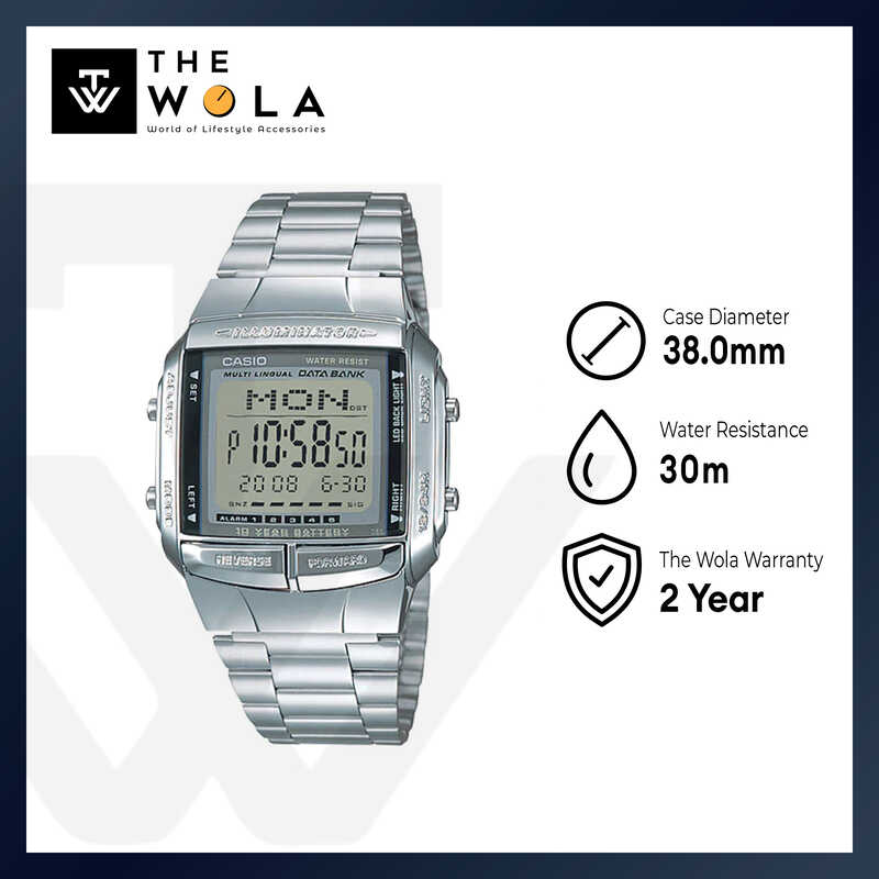 Casio DB-360-1A Men Digital Watch with Silver Stainless Steel Band