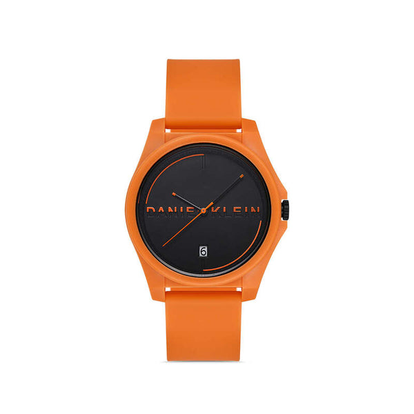 Daniel Klein DKLN Men's Analog Watch DK.1.13193-4 Orange Silicone Strap Watch | Watch for Men