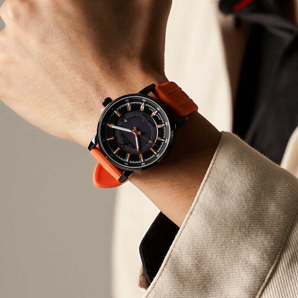 Daniel Klein Solar Men's Analog Watch DK.1.13198-5 Orange Silicone Strap Watch | Watch for Men